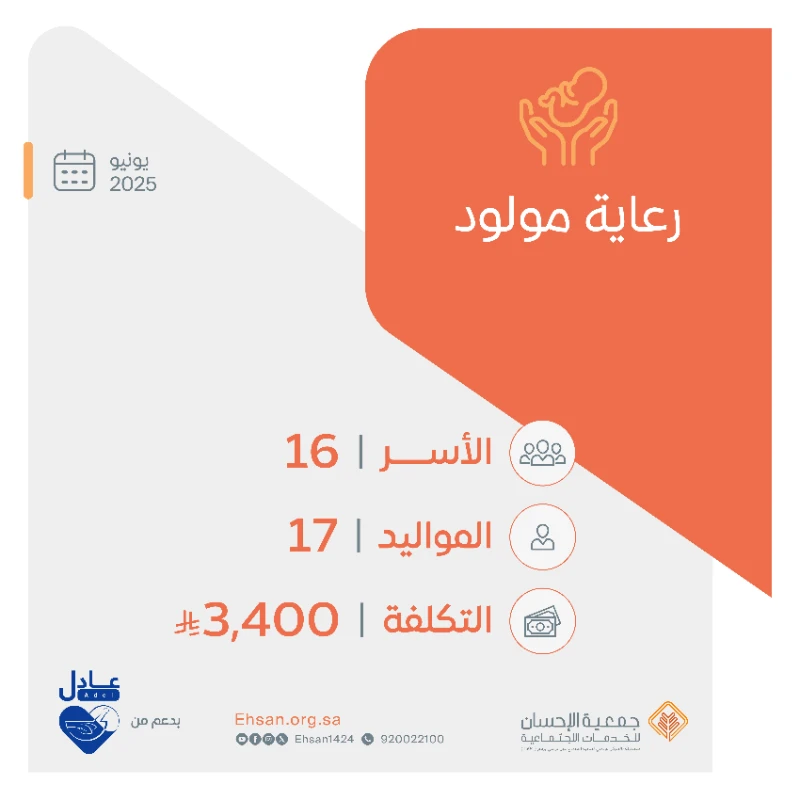 صرفت الجمعية شهر يونيو رعاية مولود